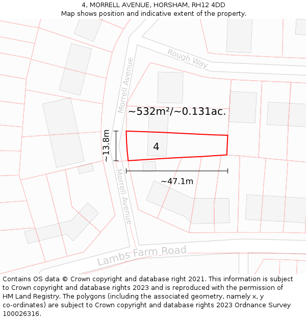 4, MORRELL AVENUE, HORSHAM, RH12 4DD: Plot and title map