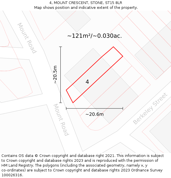 4, MOUNT CRESCENT, STONE, ST15 8LR: Plot and title map