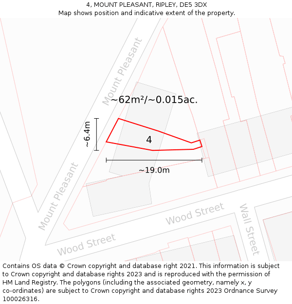 4, MOUNT PLEASANT, RIPLEY, DE5 3DX: Plot and title map