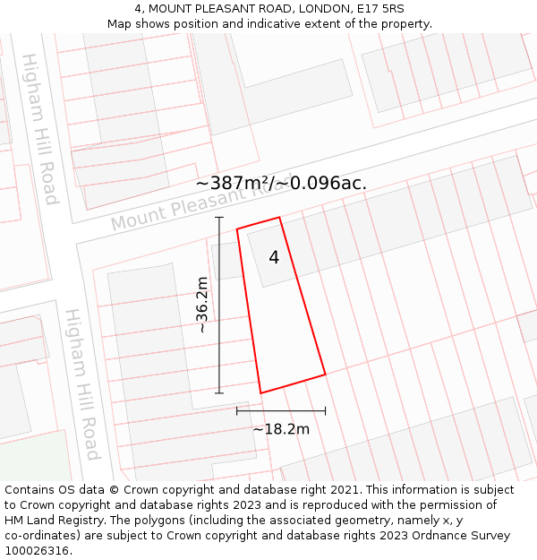 4, MOUNT PLEASANT ROAD, LONDON, E17 5RS: Plot and title map