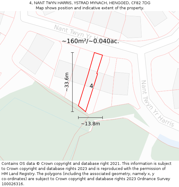 4, NANT TWYN HARRIS, YSTRAD MYNACH, HENGOED, CF82 7DG: Plot and title map