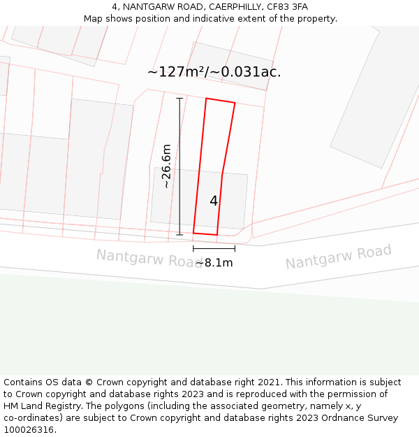 4, NANTGARW ROAD, CAERPHILLY, CF83 3FA: Plot and title map