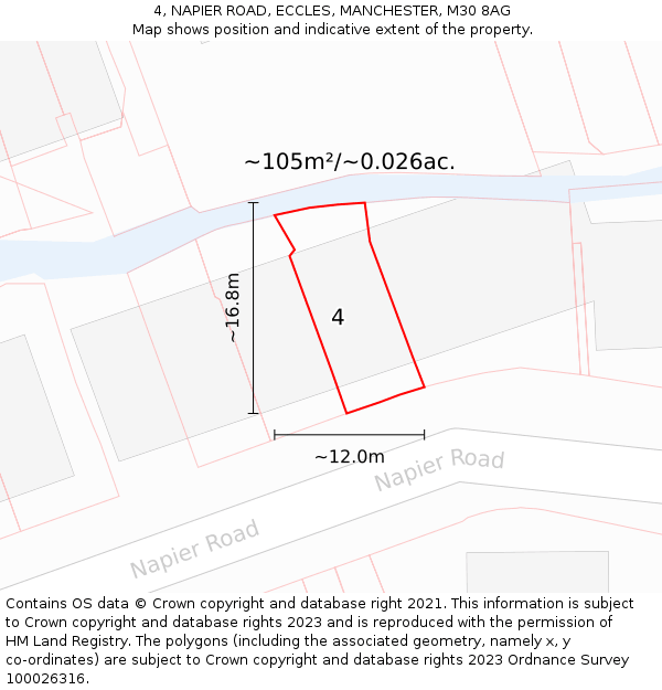 4, NAPIER ROAD, ECCLES, MANCHESTER, M30 8AG: Plot and title map