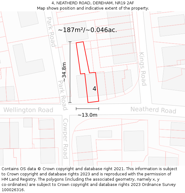 4, NEATHERD ROAD, DEREHAM, NR19 2AF: Plot and title map