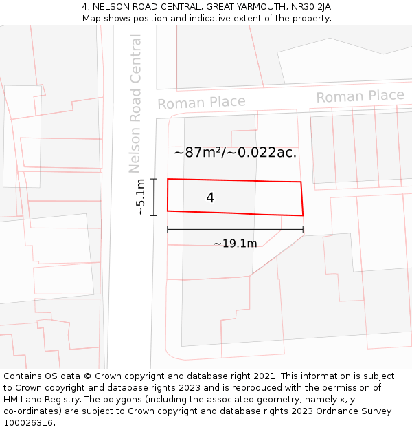 4, NELSON ROAD CENTRAL, GREAT YARMOUTH, NR30 2JA: Plot and title map