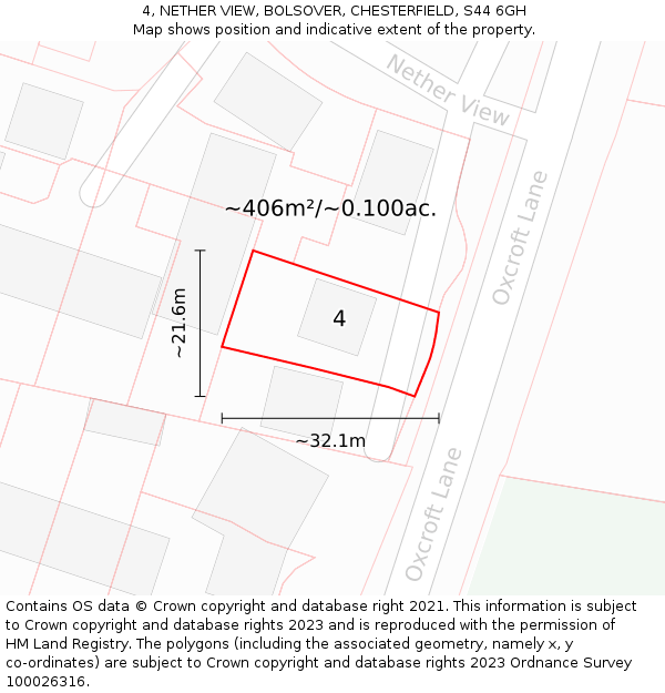 4, NETHER VIEW, BOLSOVER, CHESTERFIELD, S44 6GH: Plot and title map