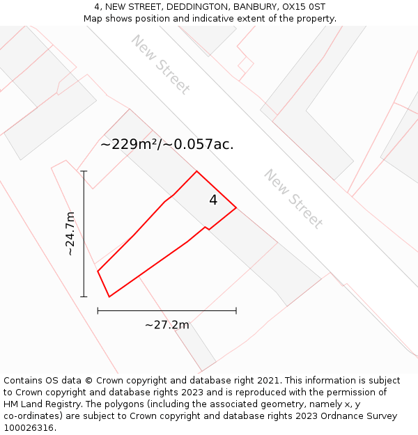 4, NEW STREET, DEDDINGTON, BANBURY, OX15 0ST: Plot and title map