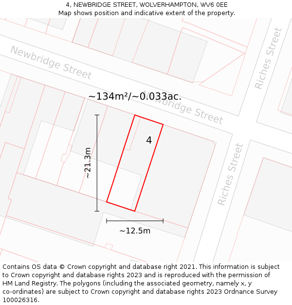 4, NEWBRIDGE STREET, WOLVERHAMPTON, WV6 0EE: Plot and title map