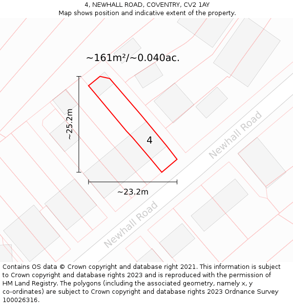 4, NEWHALL ROAD, COVENTRY, CV2 1AY: Plot and title map