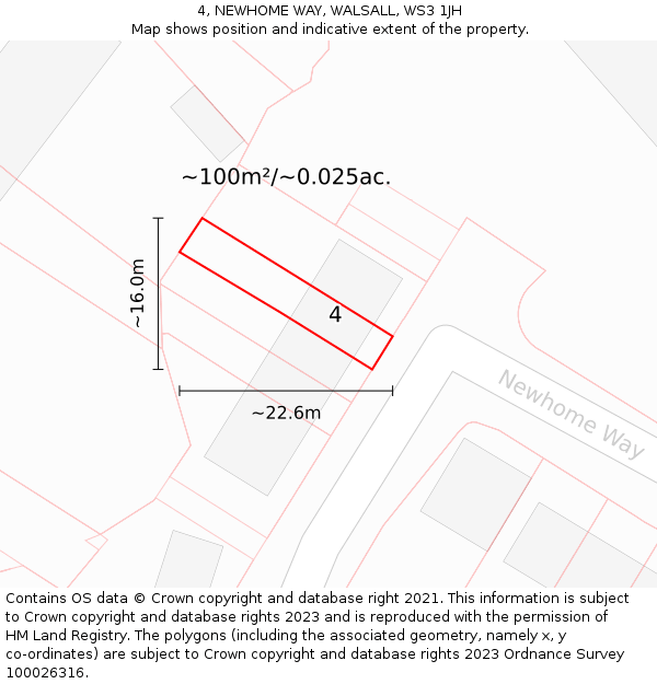 4, NEWHOME WAY, WALSALL, WS3 1JH: Plot and title map