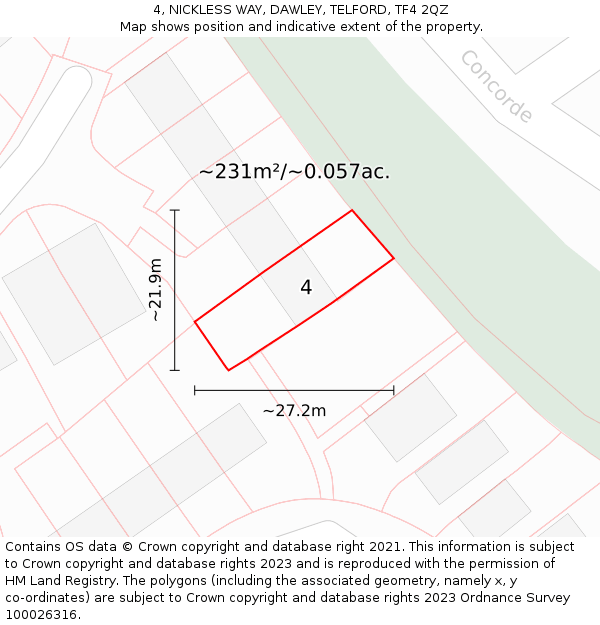4, NICKLESS WAY, DAWLEY, TELFORD, TF4 2QZ: Plot and title map