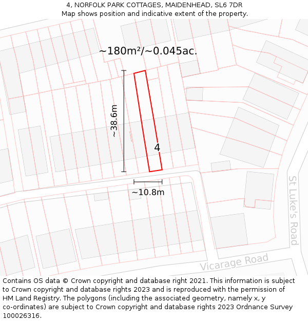 4, NORFOLK PARK COTTAGES, MAIDENHEAD, SL6 7DR: Plot and title map