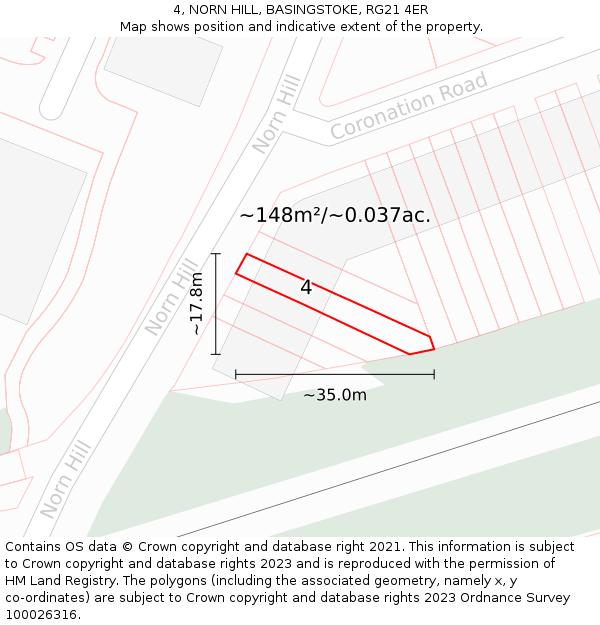 4, NORN HILL, BASINGSTOKE, RG21 4ER: Plot and title map