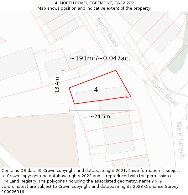 4, NORTH ROAD, EGREMONT, CA22 2PP: Plot and title map
