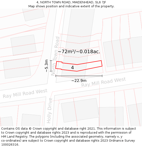 4, NORTH TOWN ROAD, MAIDENHEAD, SL6 7JF: Plot and title map
