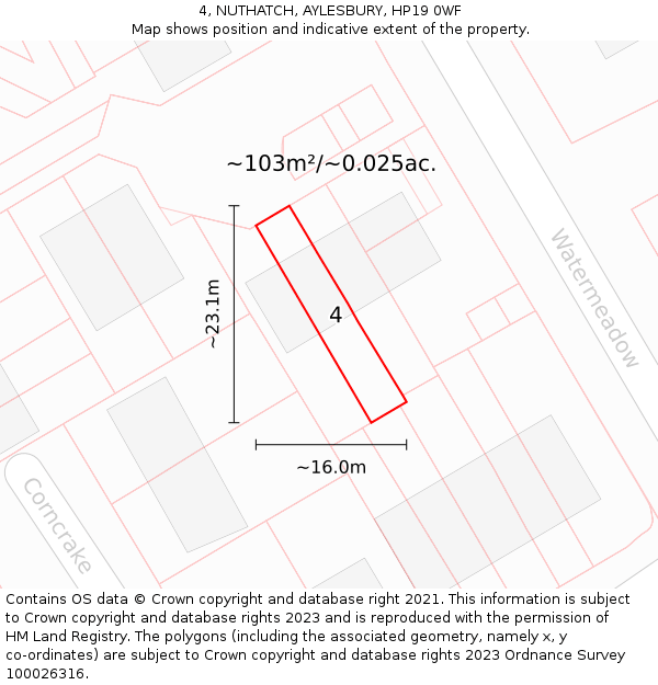 4, NUTHATCH, AYLESBURY, HP19 0WF: Plot and title map