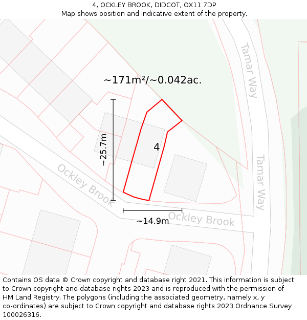 4, OCKLEY BROOK, DIDCOT, OX11 7DP: Plot and title map