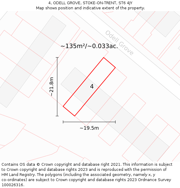 4, ODELL GROVE, STOKE-ON-TRENT, ST6 4JY: Plot and title map