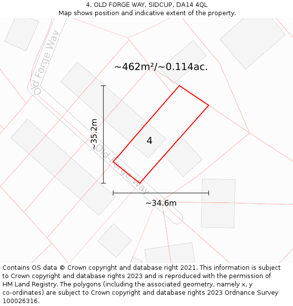 4, OLD FORGE WAY, SIDCUP, DA14 4QL: Plot and title map