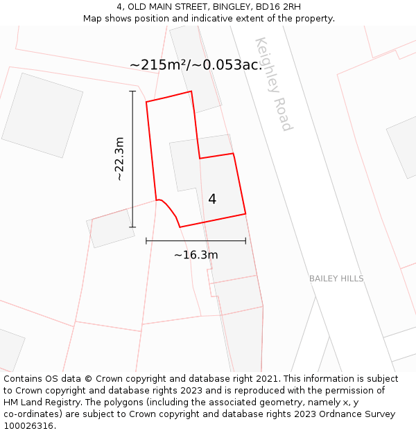 4, OLD MAIN STREET, BINGLEY, BD16 2RH: Plot and title map