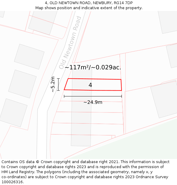 4, OLD NEWTOWN ROAD, NEWBURY, RG14 7DP: Plot and title map