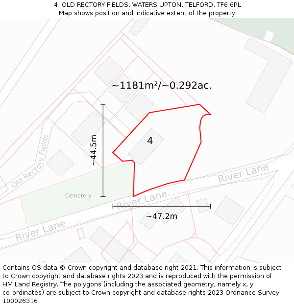 4, OLD RECTORY FIELDS, WATERS UPTON, TELFORD, TF6 6PL: Plot and title map