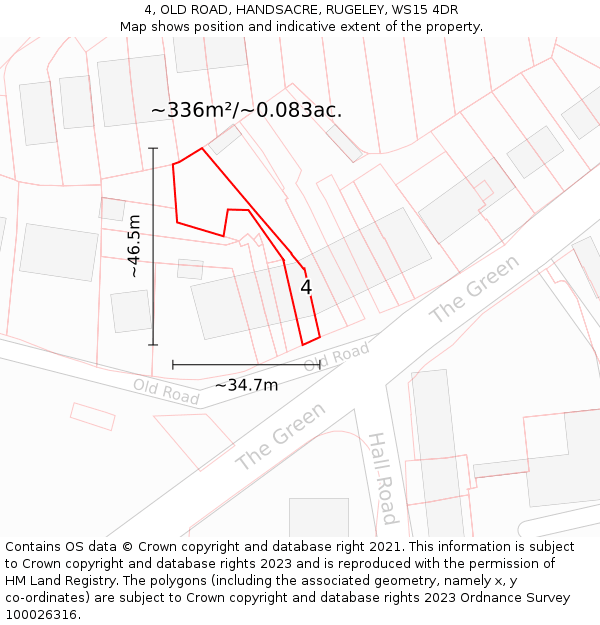 4, OLD ROAD, HANDSACRE, RUGELEY, WS15 4DR: Plot and title map