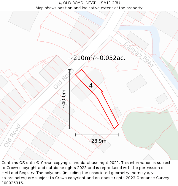 4, OLD ROAD, NEATH, SA11 2BU: Plot and title map