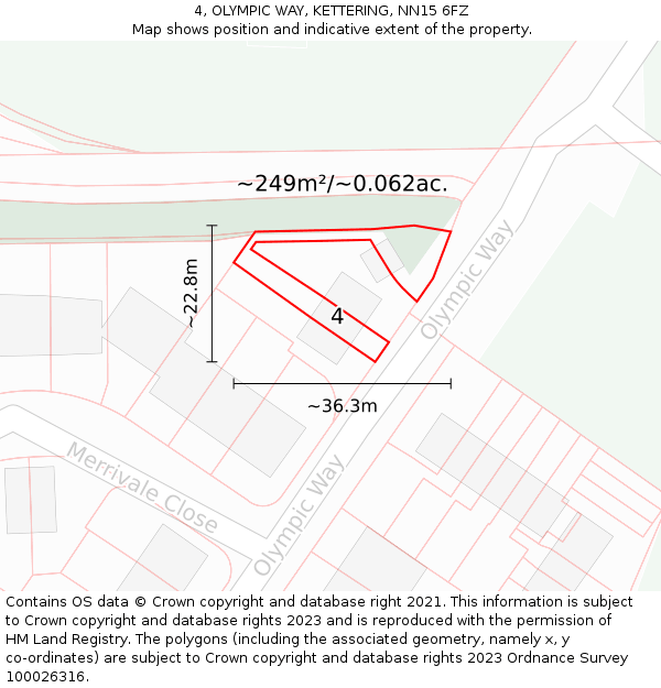 4, OLYMPIC WAY, KETTERING, NN15 6FZ: Plot and title map