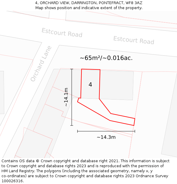 4, ORCHARD VIEW, DARRINGTON, PONTEFRACT, WF8 3AZ: Plot and title map