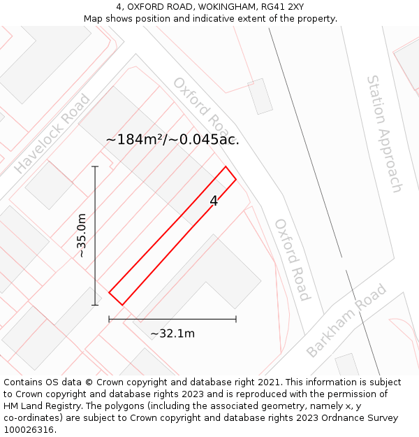 4, OXFORD ROAD, WOKINGHAM, RG41 2XY: Plot and title map
