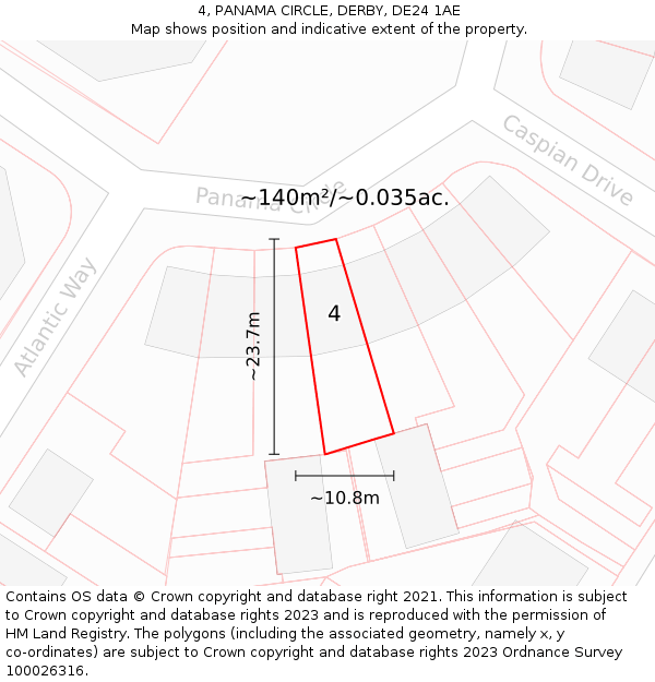 4, PANAMA CIRCLE, DERBY, DE24 1AE: Plot and title map