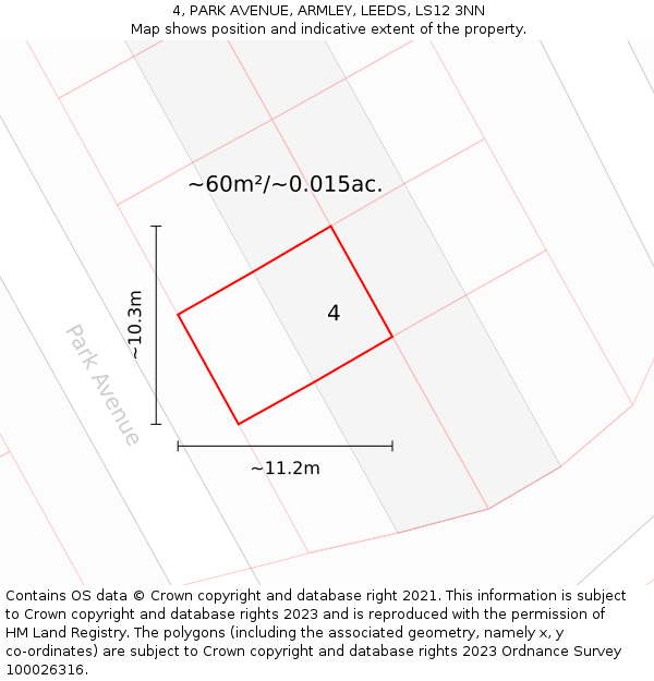 4, PARK AVENUE, ARMLEY, LEEDS, LS12 3NN: Plot and title map
