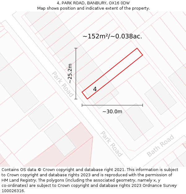 4, PARK ROAD, BANBURY, OX16 0DW: Plot and title map
