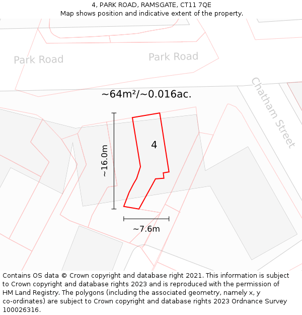 4, PARK ROAD, RAMSGATE, CT11 7QE: Plot and title map