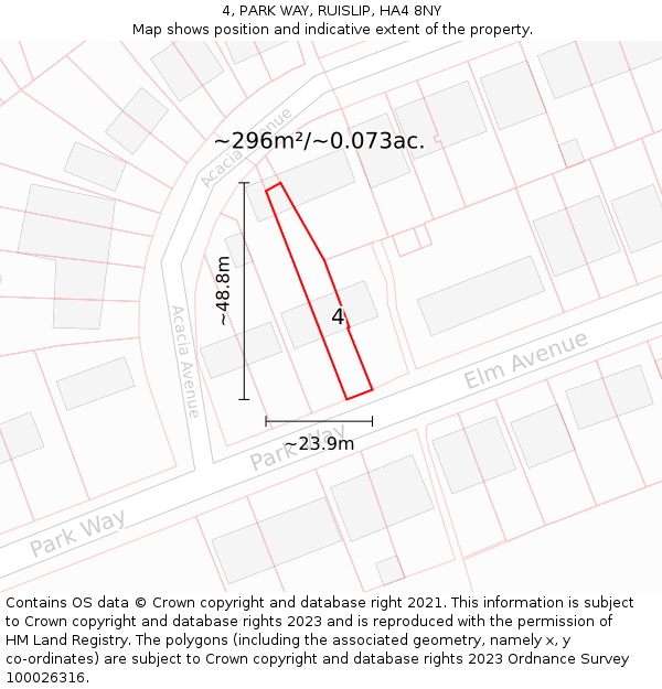 4, PARK WAY, RUISLIP, HA4 8NY: Plot and title map
