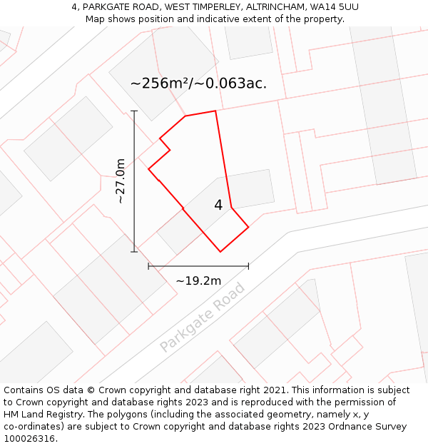 4, PARKGATE ROAD, WEST TIMPERLEY, ALTRINCHAM, WA14 5UU: Plot and title map
