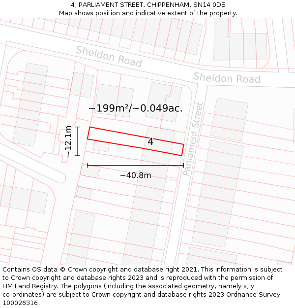 4, PARLIAMENT STREET, CHIPPENHAM, SN14 0DE: Plot and title map