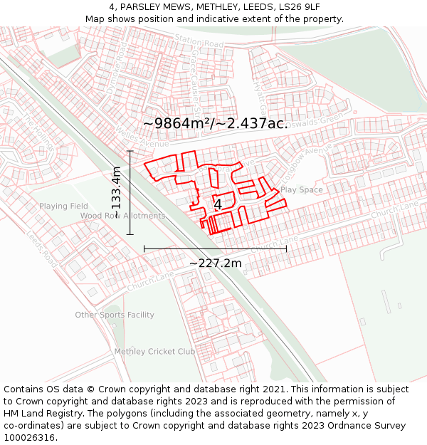 4, PARSLEY MEWS, METHLEY, LEEDS, LS26 9LF: Plot and title map