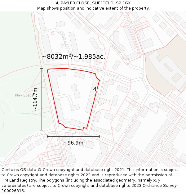 4, PAYLER CLOSE, SHEFFIELD, S2 1GX: Plot and title map