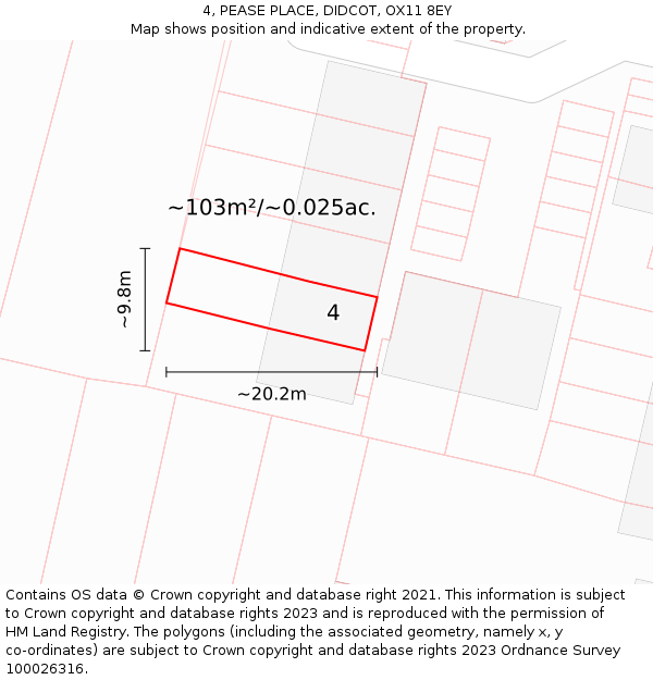 4, PEASE PLACE, DIDCOT, OX11 8EY: Plot and title map