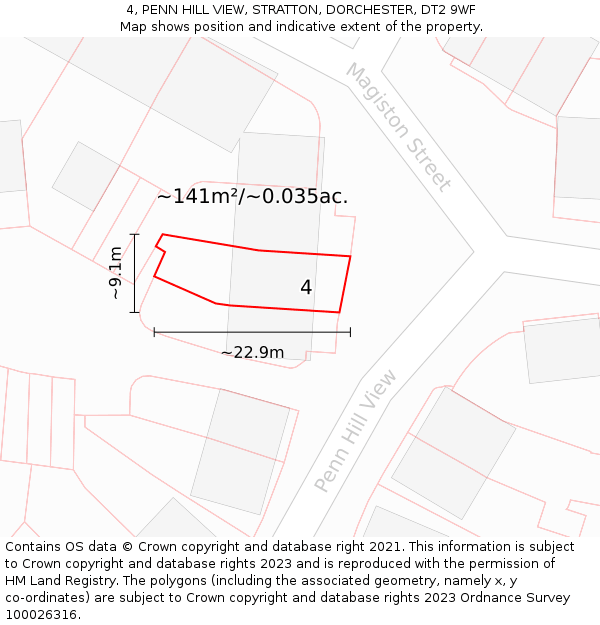4, PENN HILL VIEW, STRATTON, DORCHESTER, DT2 9WF: Plot and title map