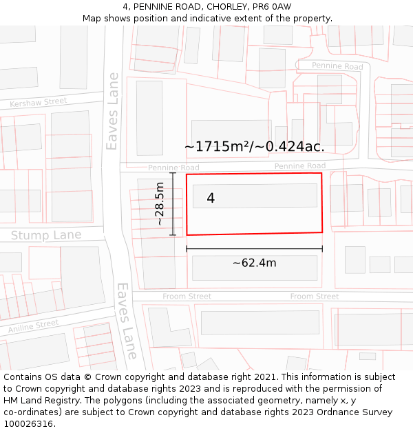 4, PENNINE ROAD, CHORLEY, PR6 0AW: Plot and title map