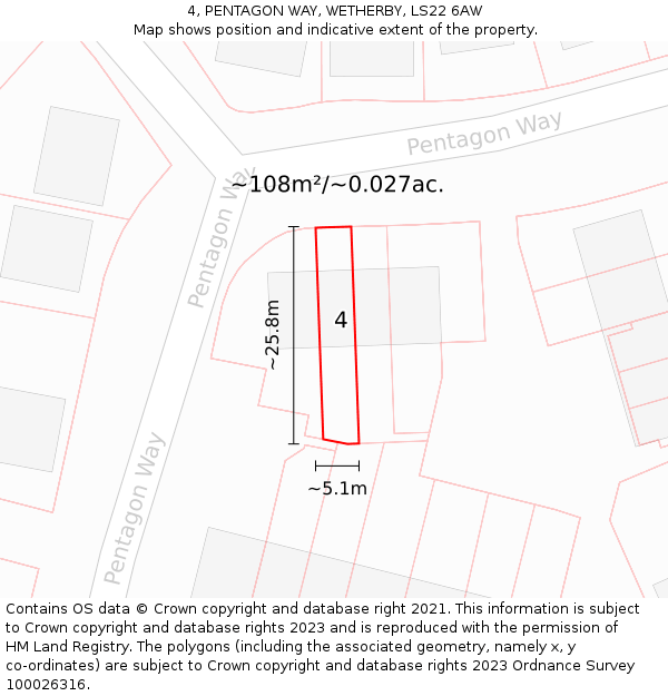 4, PENTAGON WAY, WETHERBY, LS22 6AW: Plot and title map