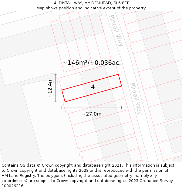 4, PINTAIL WAY, MAIDENHEAD, SL6 8FT: Plot and title map
