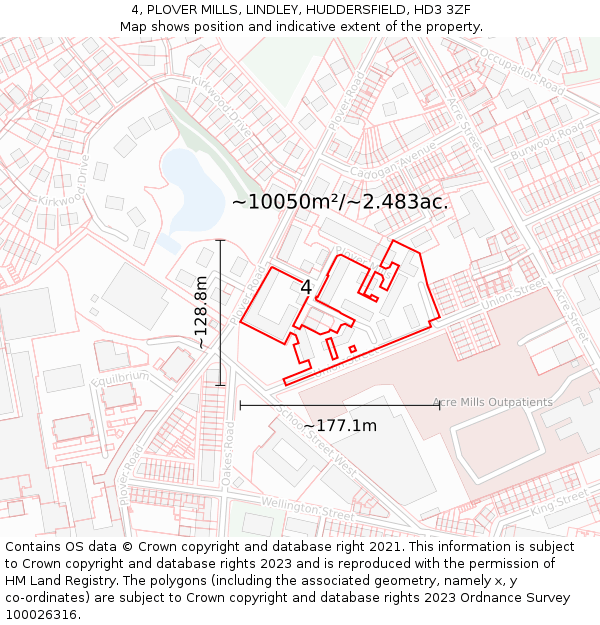 4, PLOVER MILLS, LINDLEY, HUDDERSFIELD, HD3 3ZF: Plot and title map