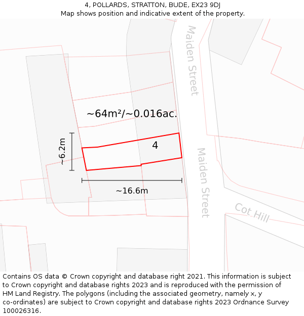 4, POLLARDS, STRATTON, BUDE, EX23 9DJ: Plot and title map