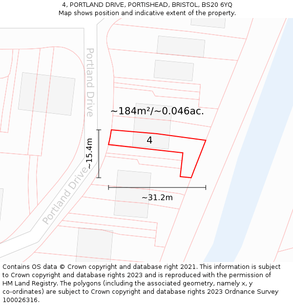 4, PORTLAND DRIVE, PORTISHEAD, BRISTOL, BS20 6YQ: Plot and title map