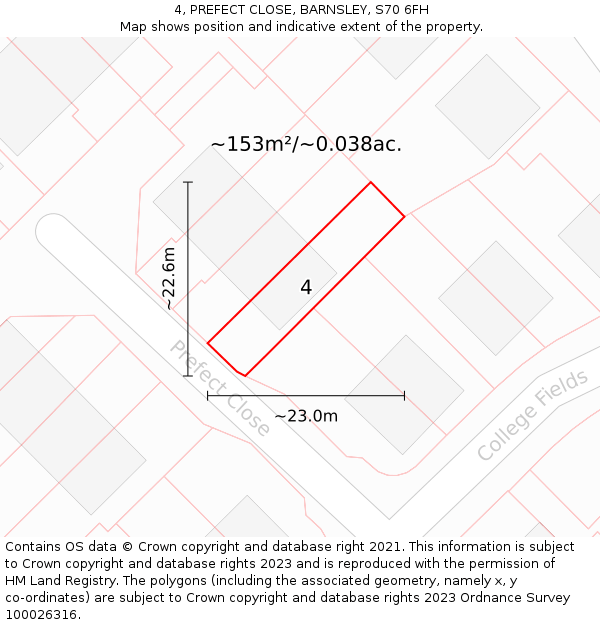 4, PREFECT CLOSE, BARNSLEY, S70 6FH: Plot and title map