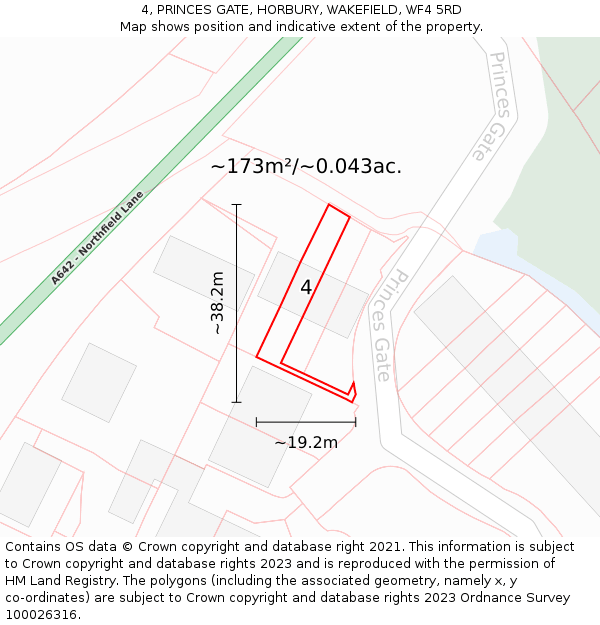 4, PRINCES GATE, HORBURY, WAKEFIELD, WF4 5RD: Plot and title map